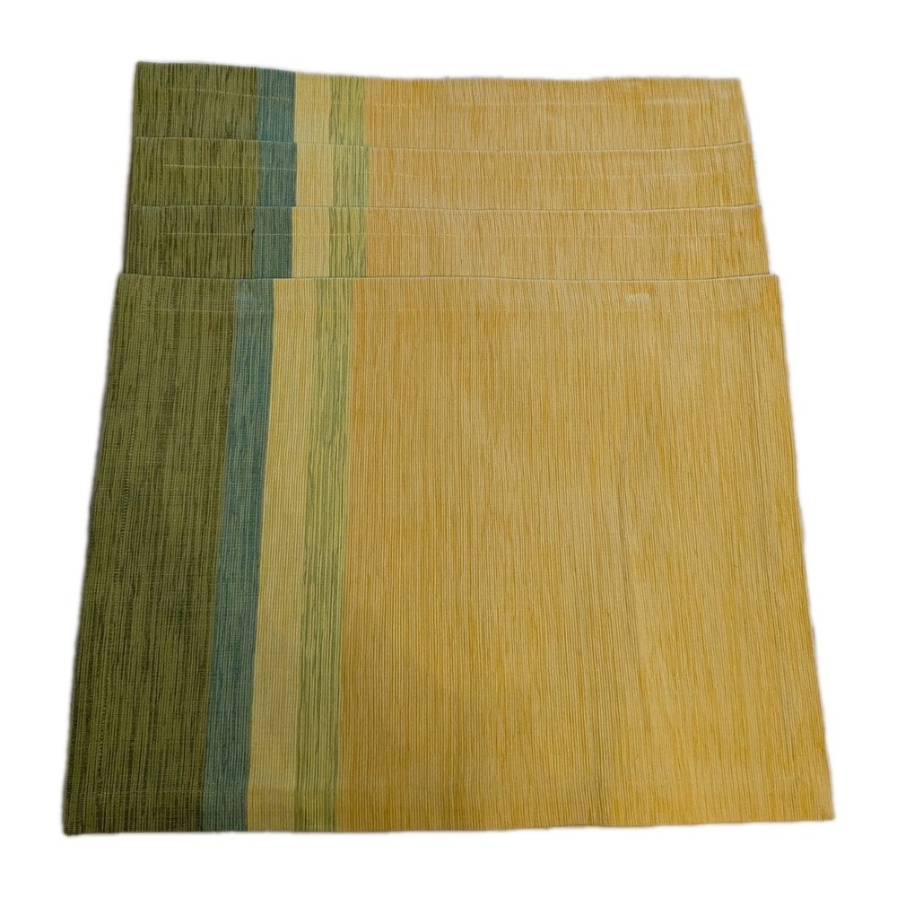 Crate & Barrel Fractions Yellow, Blue, Green Placemats, Set 4, New Without Tags - Picture 2 of 5